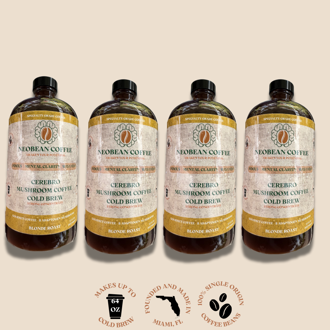 Mushroom Coffee Cold Brew - Cerebro Cold Brew 32 oz Super Concentrate - Blonde Ethiopian Light Roast