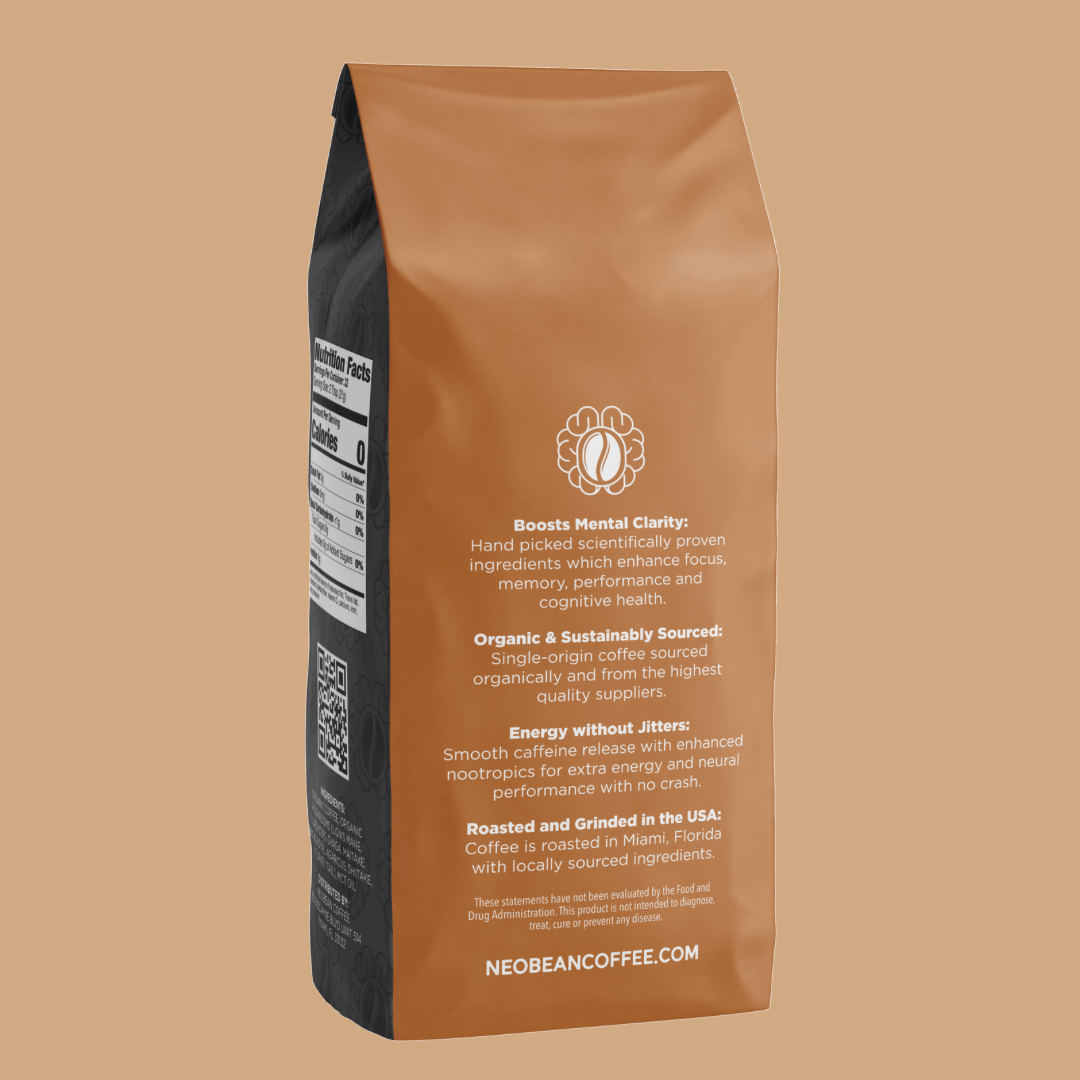 Black Label Blend Adaptogen Coffee for Energy without Jitters that is roasted in the USA.