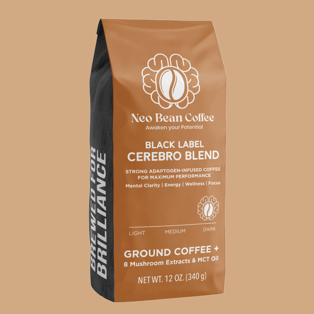 Neobean Black Label Cerebro Blend - Mushroom Coffee - Adaptogen Coffee