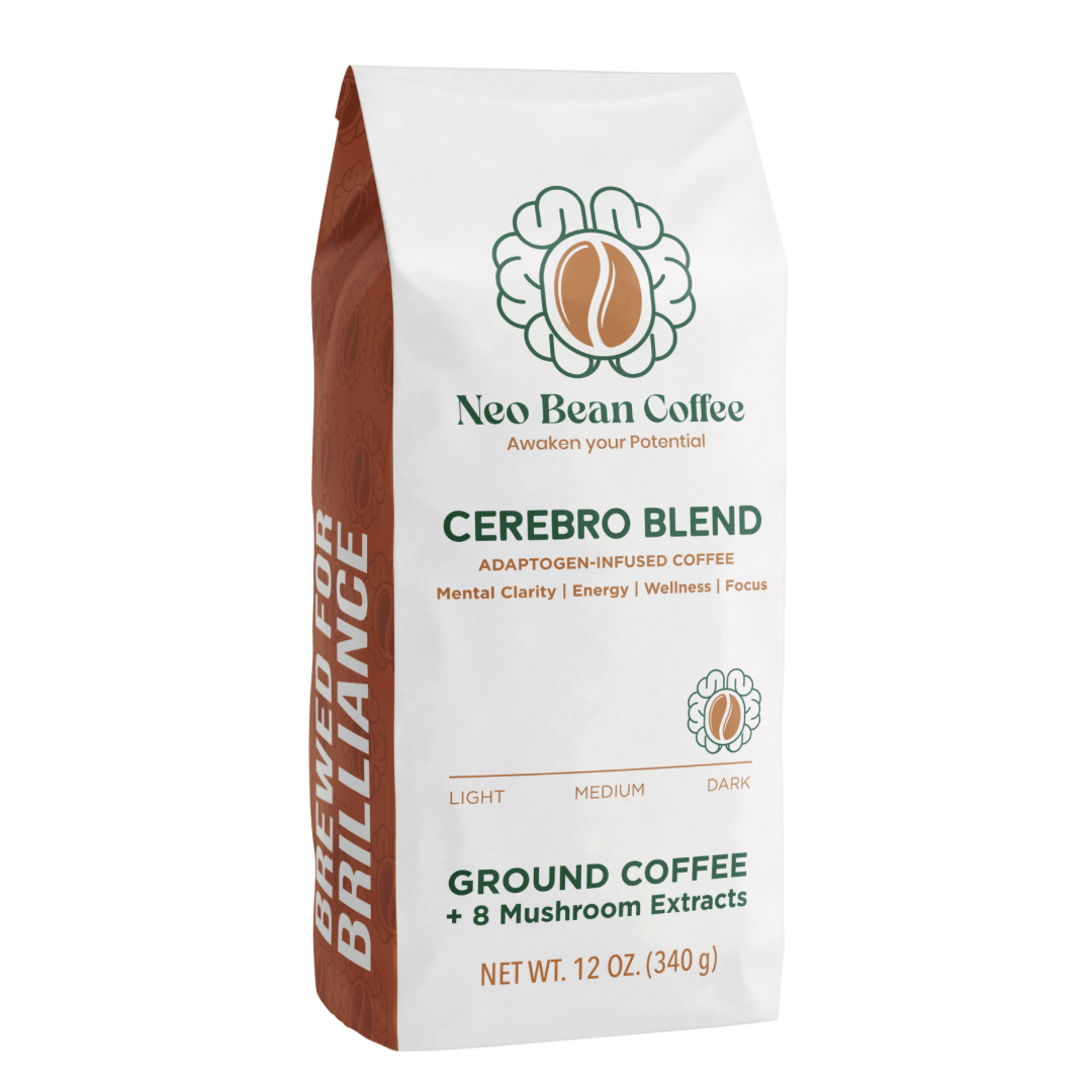 Neobean cerebro blend mushroom coffee with 8 adaptogens.