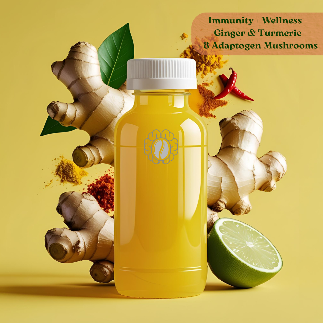 Neobean Immunity + Wellness Shot 2 oz Bottle - MIAMI ONLY -  8 Adaptogen Mushrooms + Ginger + Turmeric