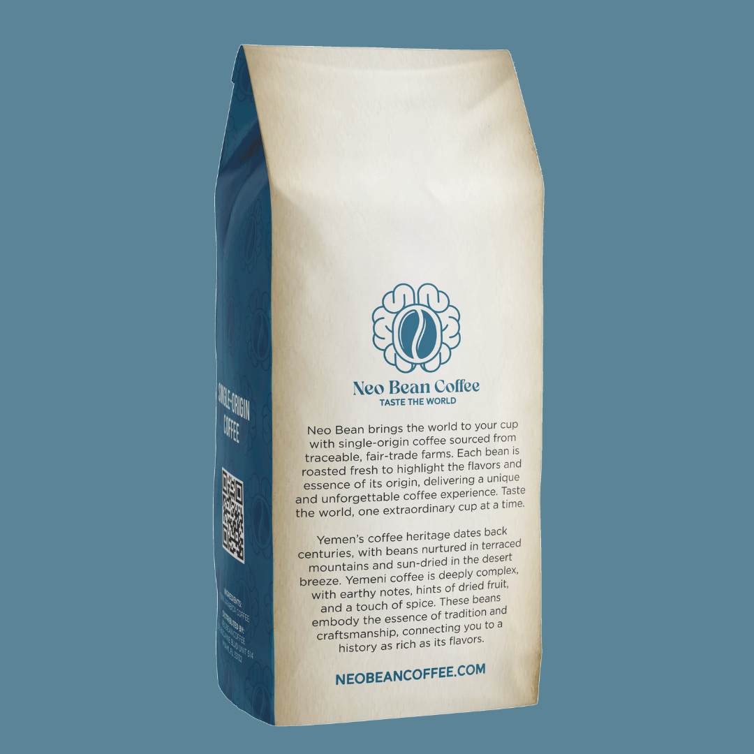 Blue Yemen Single Origin freshly roasted specialty coffee bag.