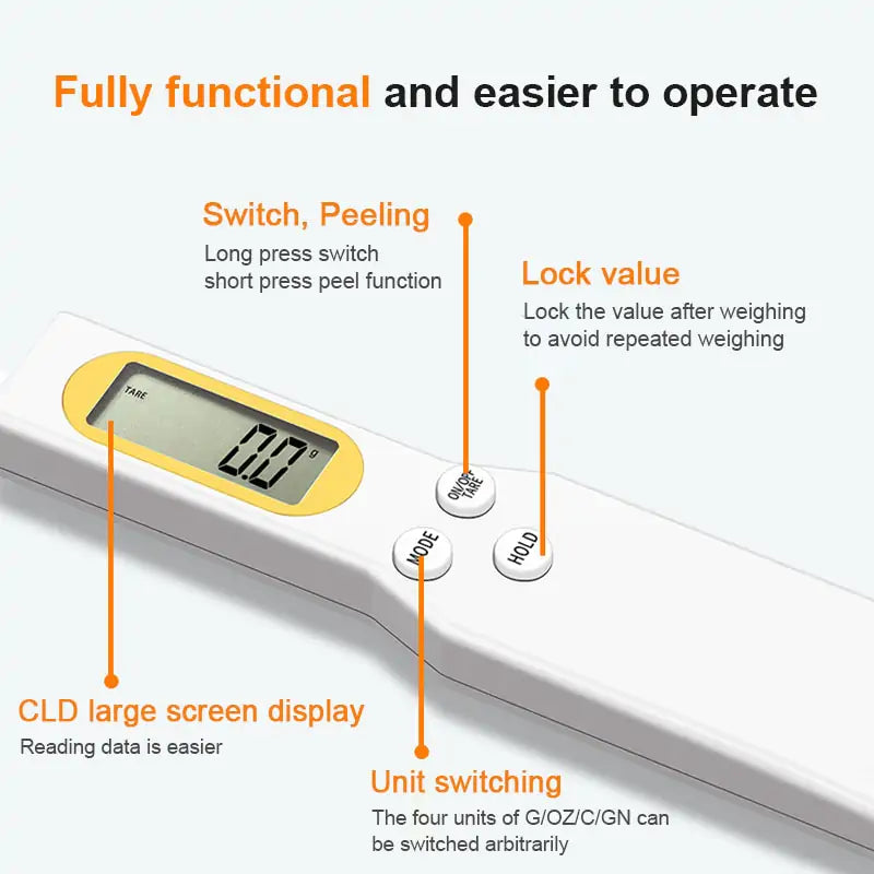 Weight Measuring Spoon functions