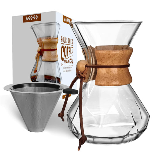 AGOGO Pour Over Coffeemaker Set Classic Series with Filter 8 Cups