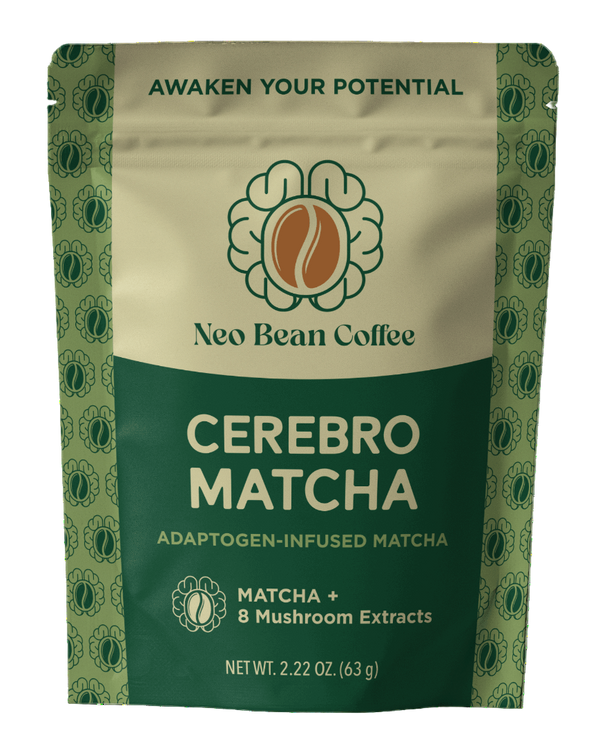 Neo Bean Coffee Cerebro Matcha package with green and beige design.