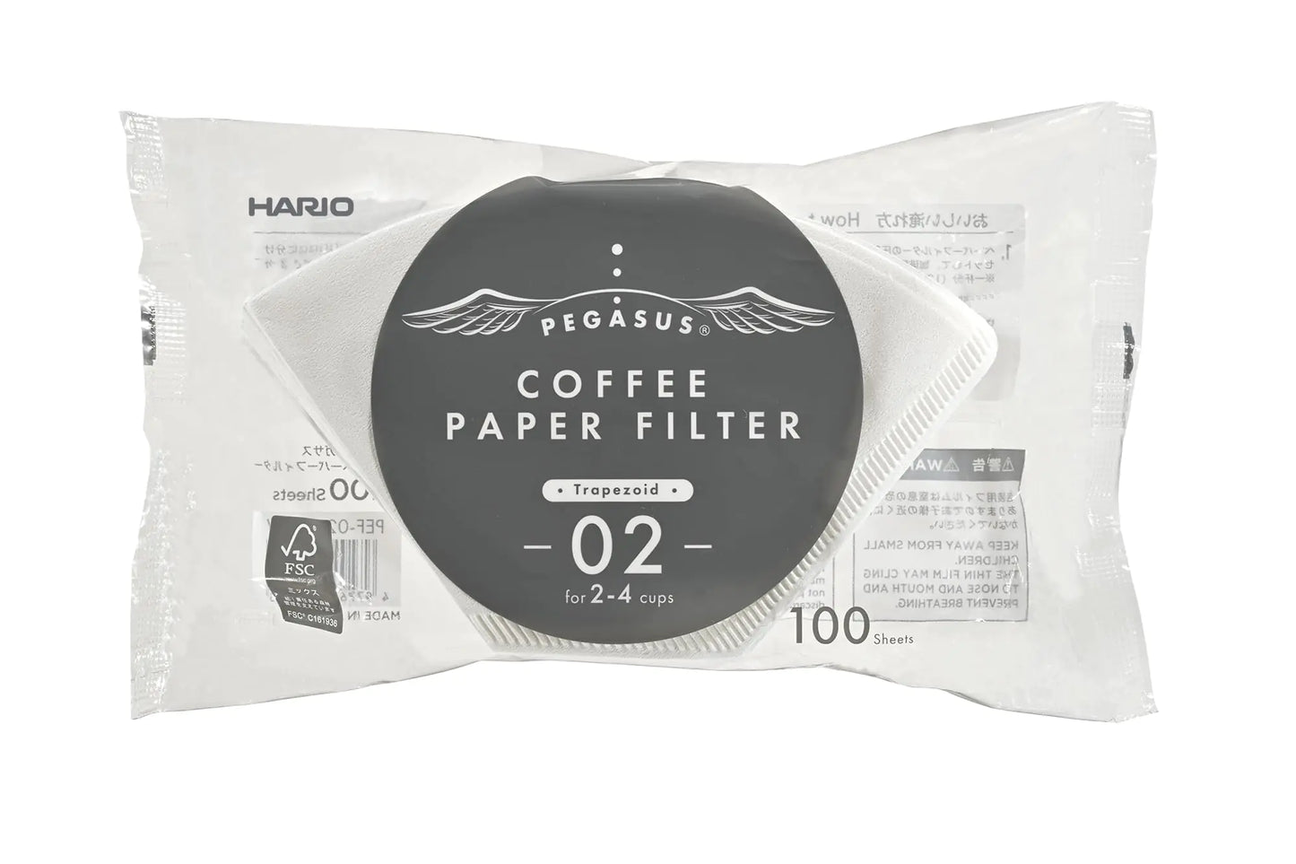 Hario Pegasus Flat Bottom Filters Size 02 White 100ct