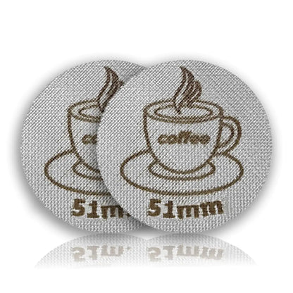 Espresso Puck Screen for 51mm Portafilter Basket 1.7mm Thickness Made with 316 Stainless Steel Coffee Machine Reusable Filter for Barista Accessories (51mm *2）